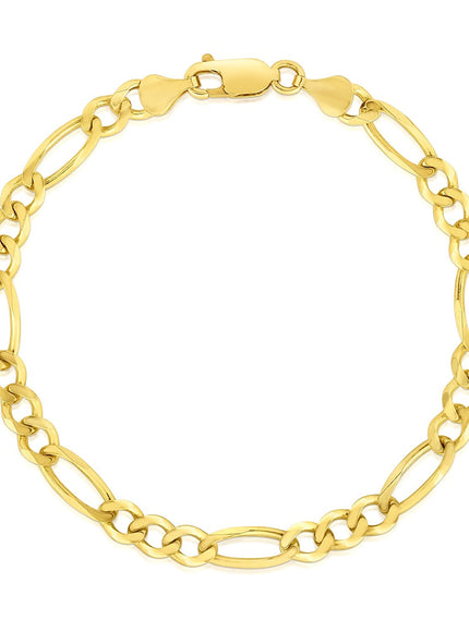 4.5mm 10k Yellow Gold Solid Figaro Bracelet