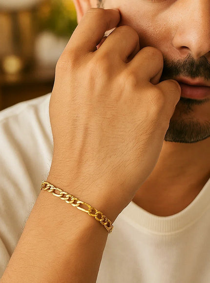 4.5mm 10k Yellow Gold Solid Figaro Bracelet