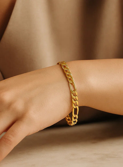 4.5mm 10k Yellow Gold Solid Figaro Bracelet