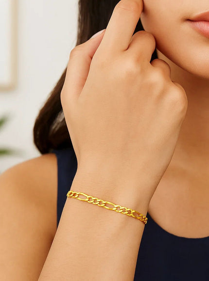 4.5mm 10k Yellow Gold Solid Figaro Bracelet