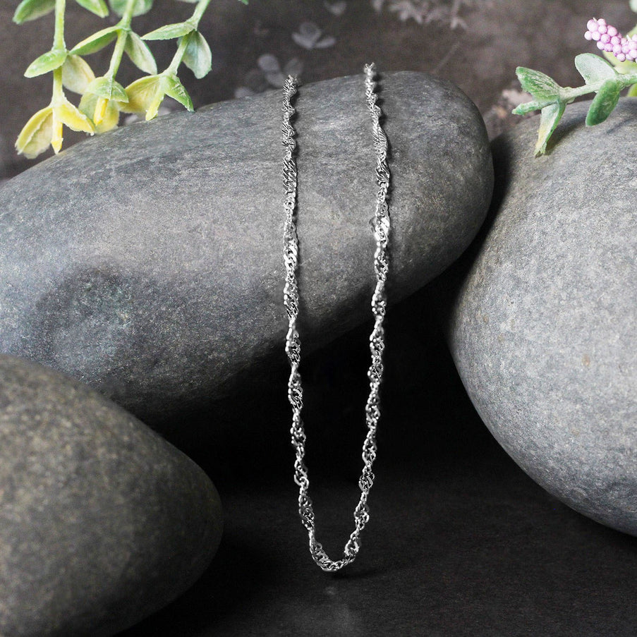 2.1mm 14k White Gold Singapore Chain