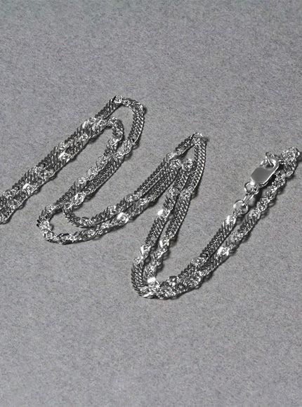 2.1mm 14k White Gold Singapore Chain