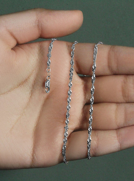 2.1mm 14k White Gold Singapore Chain
