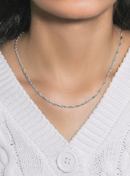 2.1mm 14k White Gold Singapore Chain