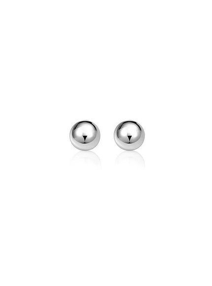 14k White Gold Classic Round Stud Earrings (6.0 mm)