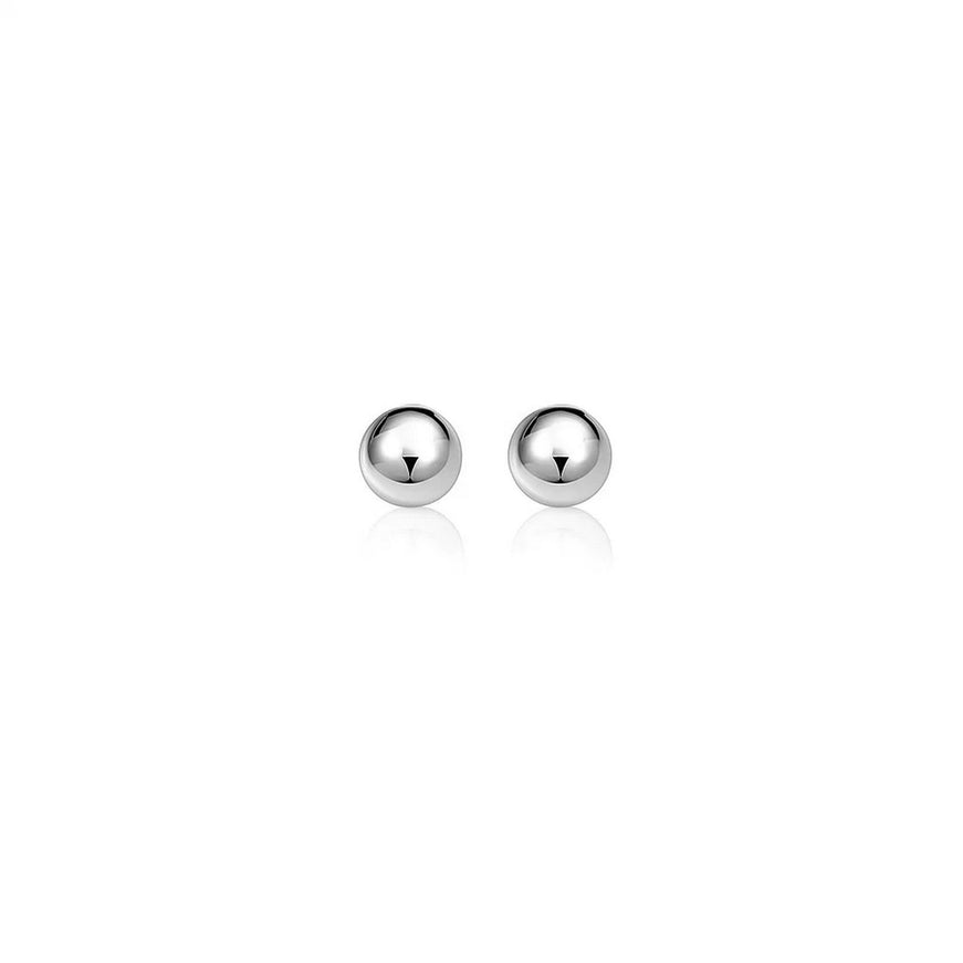 14k White Gold Classic Round Stud Earrings (6.0 mm)