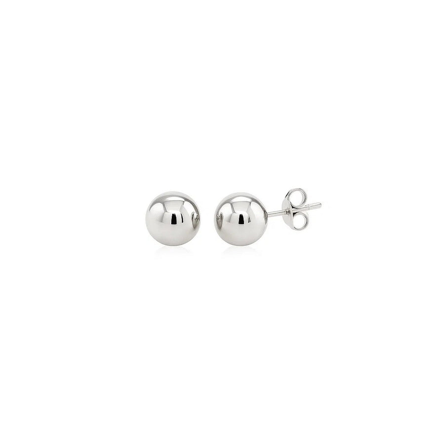 14k White Gold Classic Round Stud Earrings (6.0 mm)