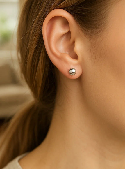 14k White Gold Classic Round Stud Earrings (6.0 mm)