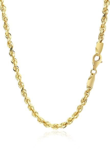 3.5mm 10k Yellow Gold Solid Diamond Cut Rope Chain