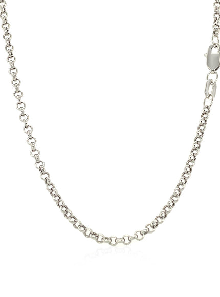 2.3mm 14k White Gold Rolo Chain