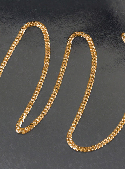 2.6mm 14k Yellow Gold Solid Curb Chain
