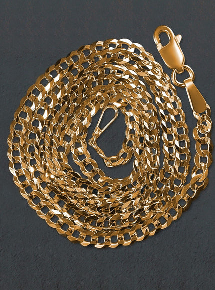 2.6mm 14k Yellow Gold Solid Curb Chain