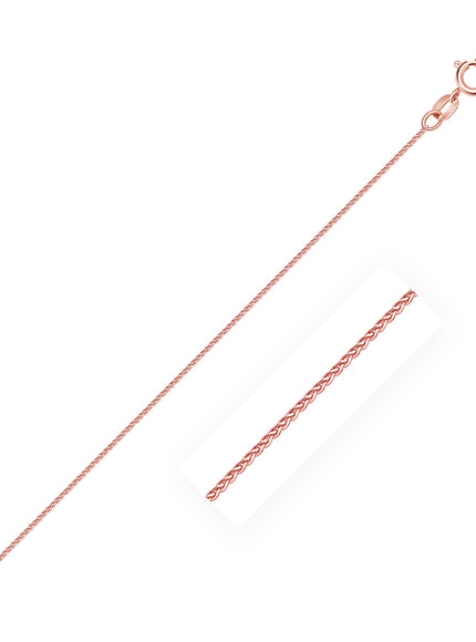 14k Rose Gold Diamond Cut Round Wheat Chain 0.6mm