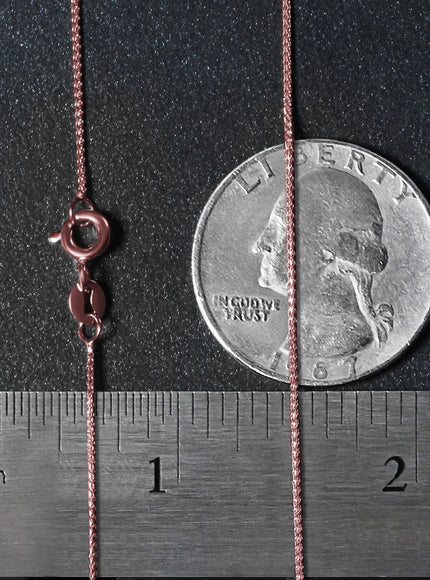 14k Rose Gold Diamond Cut Round Wheat Chain 0.6mm