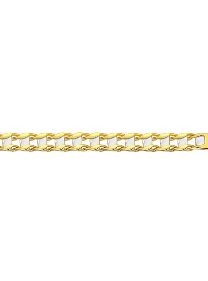 14k Two-Tone Gold Men's Bracelet with S Style Bar Links