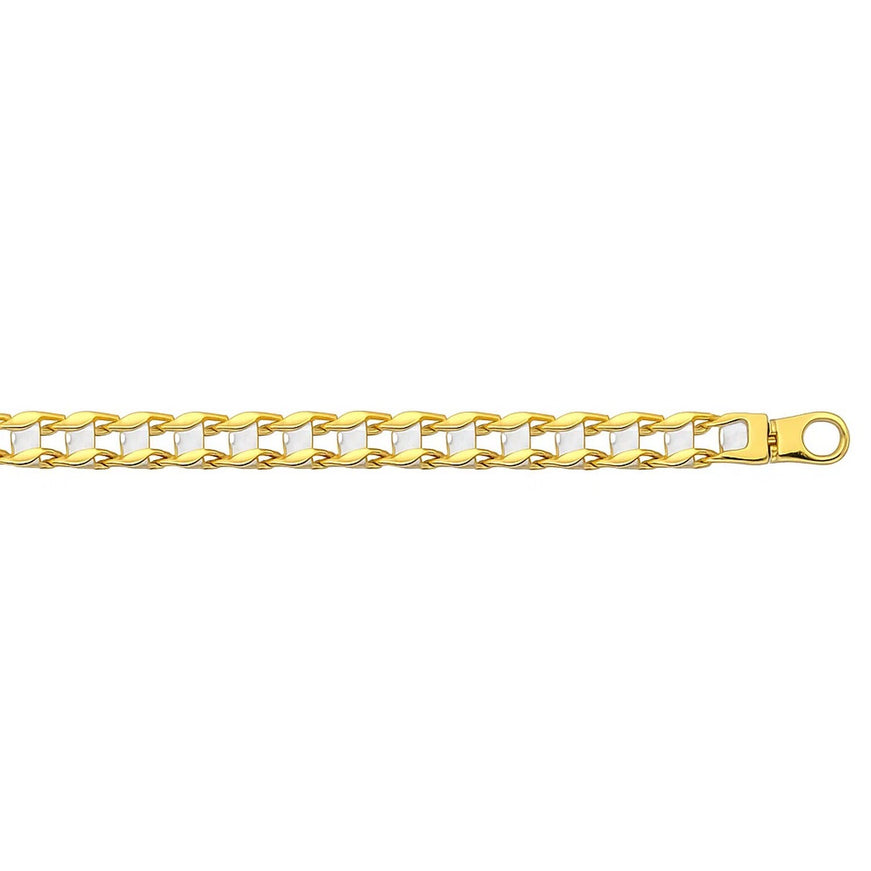 14k Two-Tone Gold Men's Bracelet with S Style Bar Links