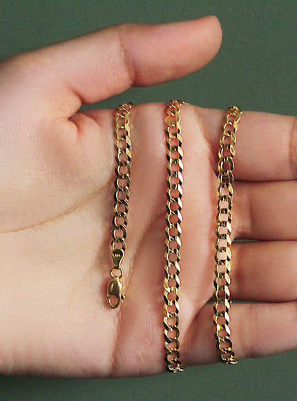 4.7mm 14k Yellow Gold Solid Curb Chain