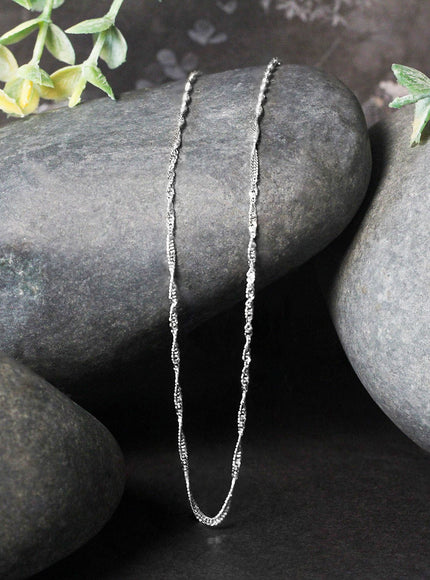 14k White Gold Singapore Chain 1.5mm