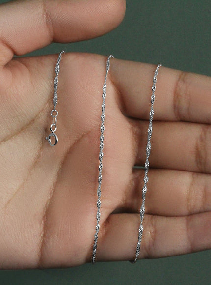 14k White Gold Singapore Chain 1.5mm