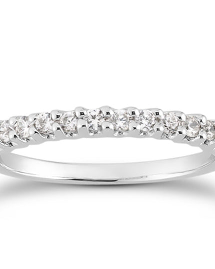 14k White Gold Fancy U Setting Shared Prong Diamond Wedding Ring Band