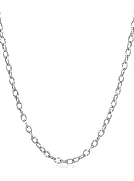 2.5mm 14k White Gold Pendant Chain with Textured Links