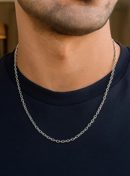 2.5mm 14k White Gold Pendant Chain with Textured Links