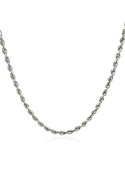 2.25mm 14k White Gold Solid Diamond Cut Rope Chain