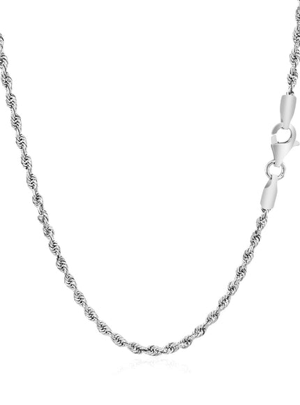 2.25mm 14k White Gold Solid Diamond Cut Rope Chain