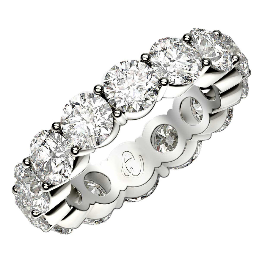 Round Cut Lab Grown Diamond Eternity Ring in 14k White Gold (6 cttw FG/VS2) - Ellie Belle