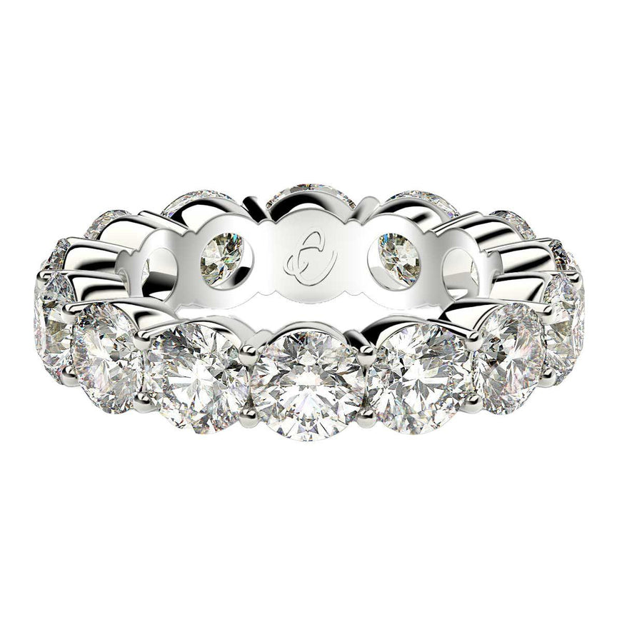 Round Cut Lab Grown Diamond Eternity Ring in 14k White Gold (6 cttw FG/VS2) - Ellie Belle