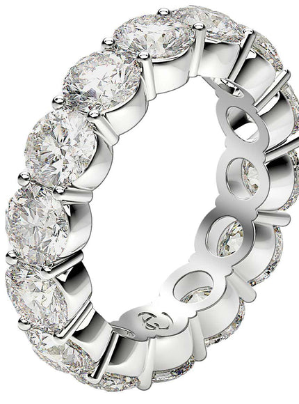 Round Cut Lab Grown Diamond Eternity Ring in 14k White Gold (6 cttw FG/VS2) - Ellie Belle