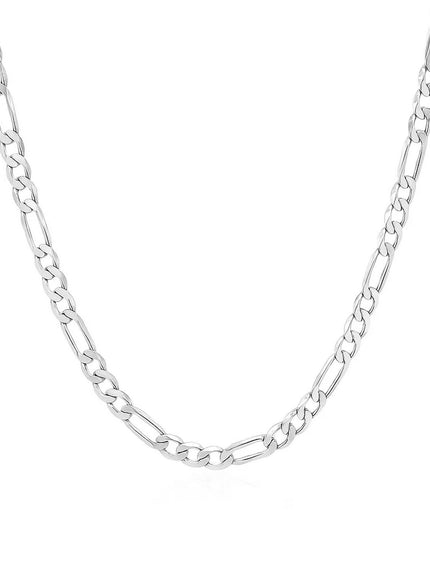 3.0mm 14k White Gold Solid Figaro Chain