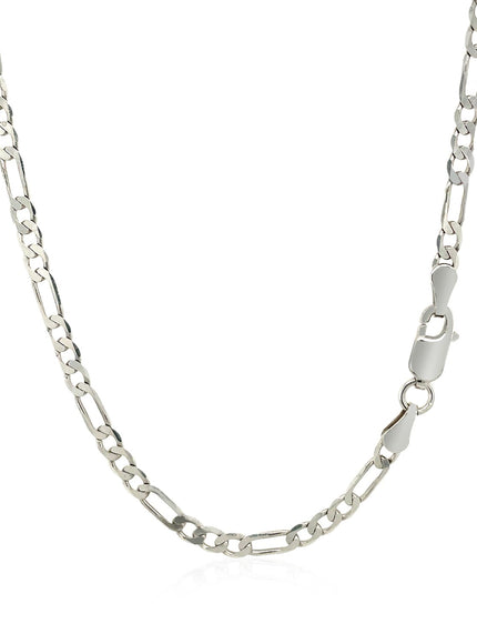3.0mm 14k White Gold Solid Figaro Chain