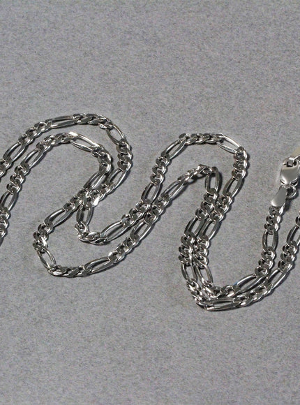 3.0mm 14k White Gold Solid Figaro Chain