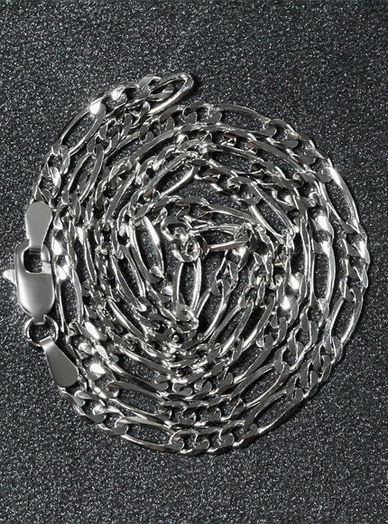 3.0mm 14k White Gold Solid Figaro Chain