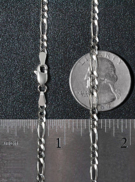 3.0mm 14k White Gold Solid Figaro Chain