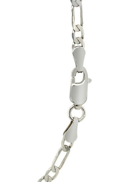 3.0mm 14k White Gold Solid Figaro Chain