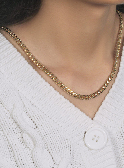 4.4mm 14k Yellow Gold Solid Miami Cuban Chain