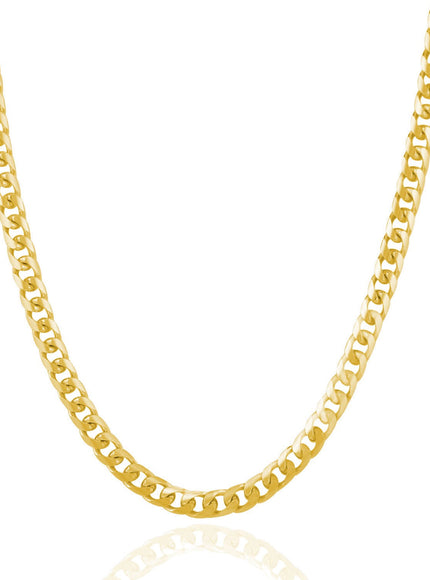4.4mm 14k Yellow Gold Solid Miami Cuban Chain