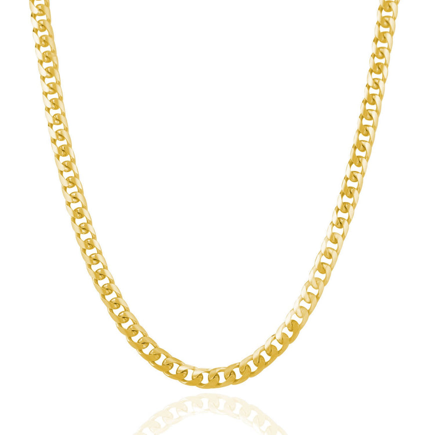 4.4mm 14k Yellow Gold Solid Miami Cuban Chain