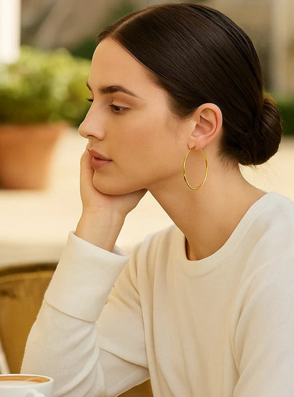 14k Yellow Gold Polished Hoop Earrings (45 mm)