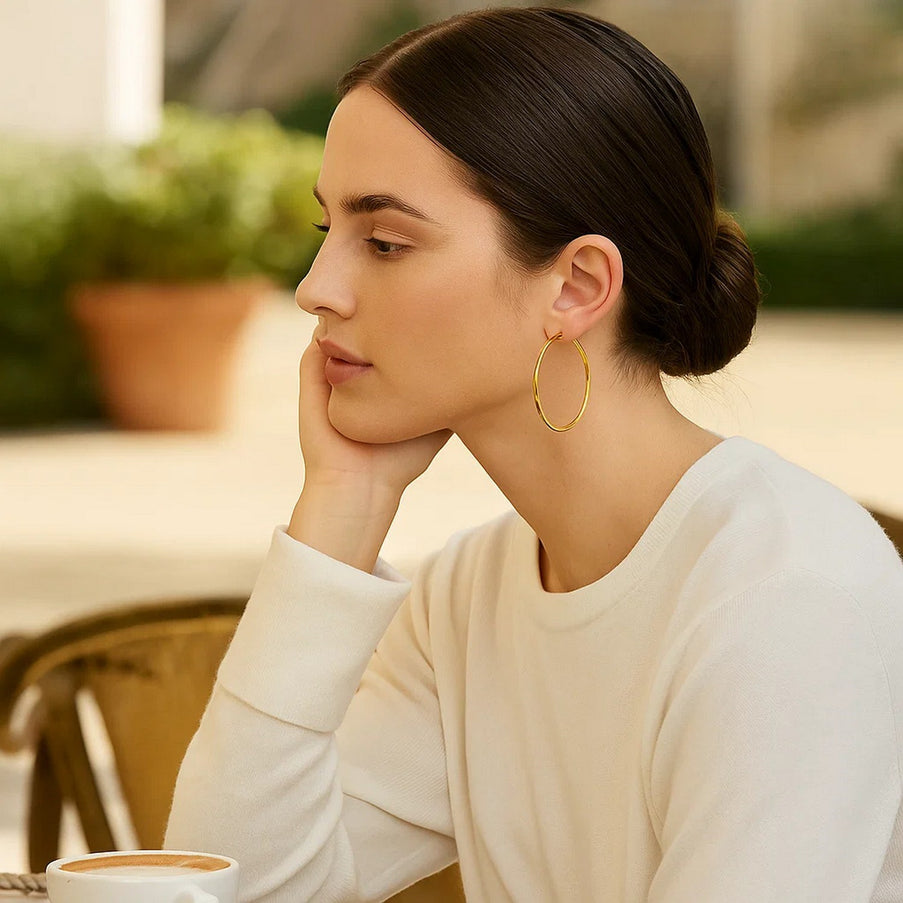 14k Yellow Gold Polished Hoop Earrings (45 mm)