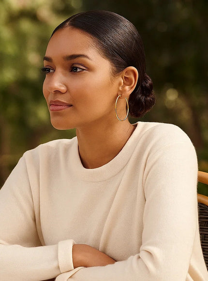 14k Yellow Gold Polished Hoop Earrings (45 mm)