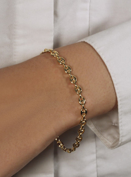 4.7mm 14k Yellow Gold Puffed Mariner Link Bracelet