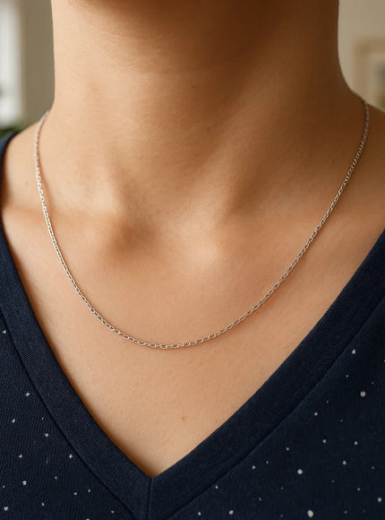 14k White Gold Cable Link Chain 0.5mm