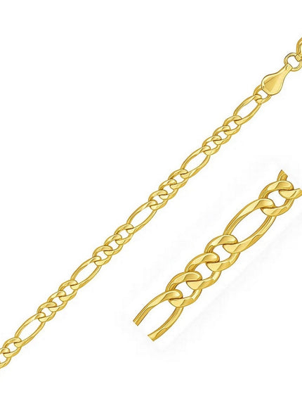 4.5mm 14k Yellow Gold Solid Figaro Chain