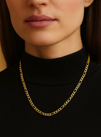 4.5mm 14k Yellow Gold Solid Figaro Chain