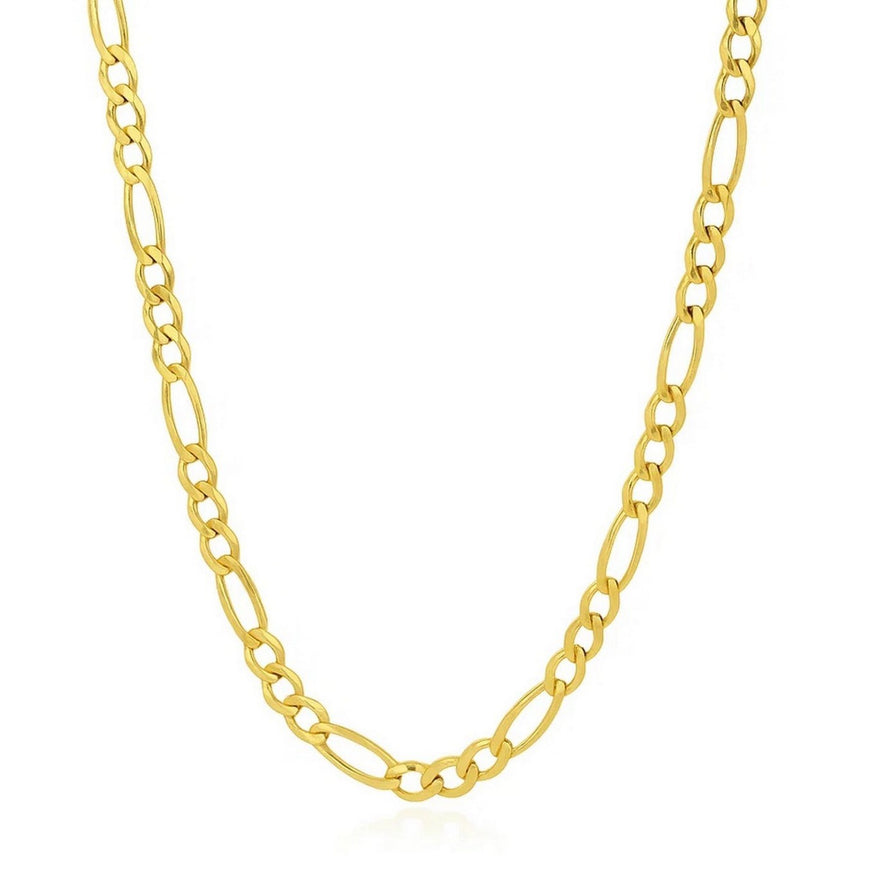 4.5mm 14k Yellow Gold Solid Figaro Chain