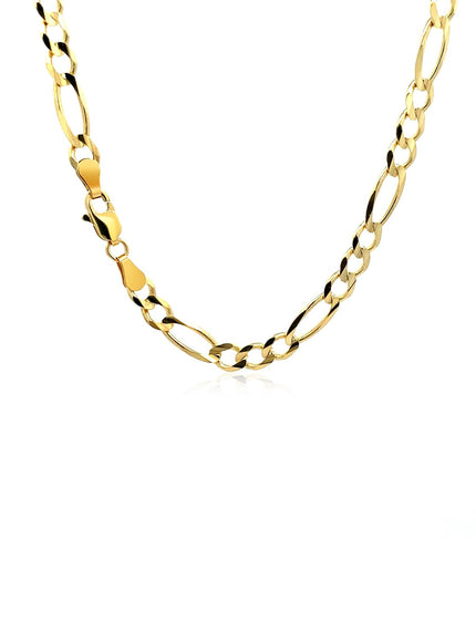 4.5mm 14k Yellow Gold Solid Figaro Chain