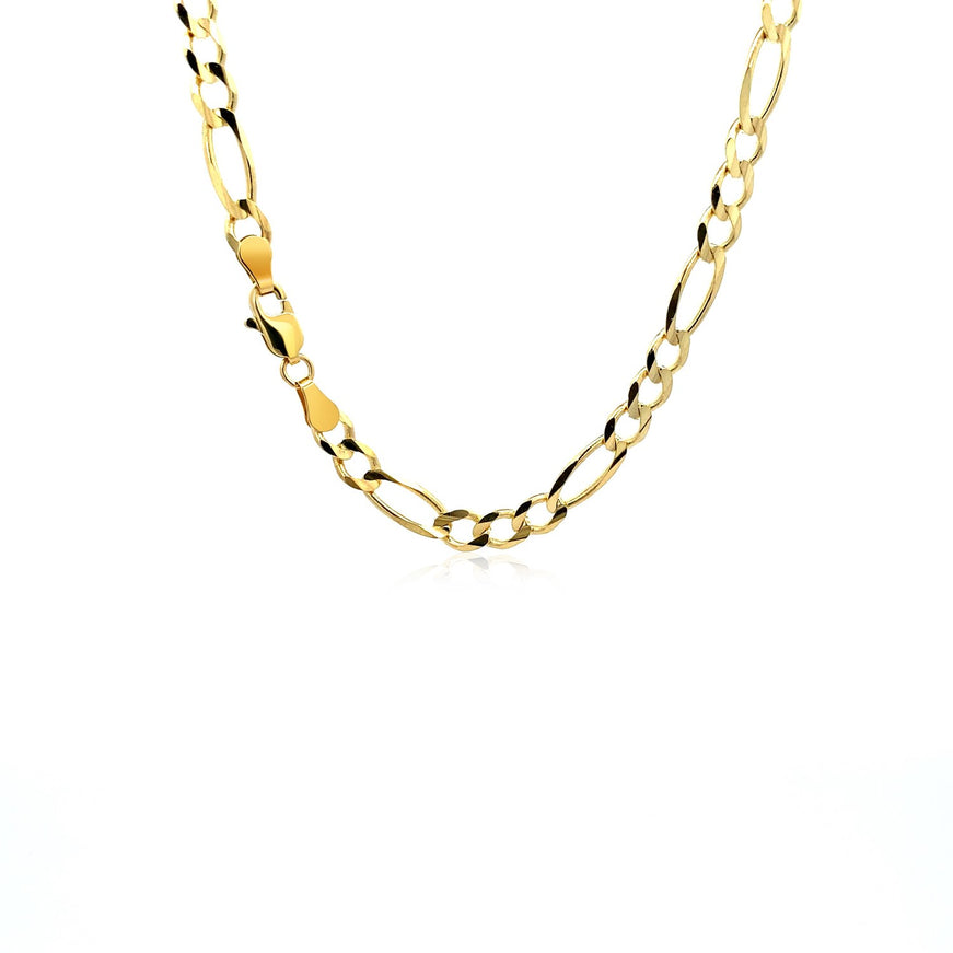 4.5mm 14k Yellow Gold Solid Figaro Chain